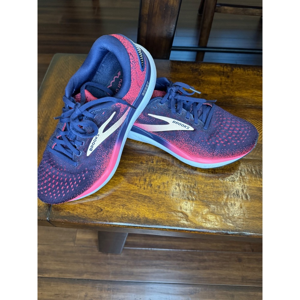Brooks Ghost 16 Womens Running Shoes Navy Pink 1204071D422 Wide D Size 9